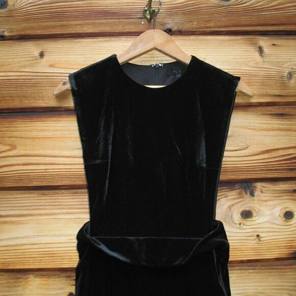 Revolve H:ours Mod Black Velvet Mini Dress No Metallic - Picture 4 of 7